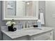 Bright bathroom vanity with a marble countertop, decorative accents, and a neutral color palette for a clean look at 4851 Ne 7Th St, Ocala, FL 34470