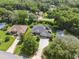 Aerial view of home with mature landscaping, screened pool and long driveway at 8929 Sw 196Th Ct, Dunnellon, FL 34432