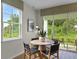 Bright dining area with modern table, chairs, and lots of light from the sliding glass doors at 1145 Red Buckeye Ct, Deland, FL 32720