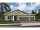 Charming one-story home featuring a two-car garage, lush lawn, and verdant landscaping at 764 Mystic Gardens Dr, Apopka, FL 32703