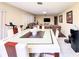 Connected dining and living area featuring a modern dining table, tile flooring, and cozy seating at 774 Hendrix Ave, Orlando, FL 32825