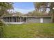 Home featuring a screened in patio, a spacious yard, and a serene backyard setting at 3207 Cr 419, Lake Panasoffkee, FL 33538