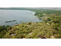 Aerial view of a large tree-covered property with lake access and multiple docks at 850 Eden Dr, Saint Cloud, FL 34771