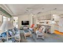 A cozy living room with neutral tones, light furniture, and lots of natural light flowing through the large windows at 9000 Us Highway 192 # 242, Clermont, FL 34714