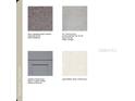 Selection of interior materials, including Shaw carpet, Vancouver Ice tile, Shaker cabinets and Quartz Pebble White countertop at 2034 Babbling Brook Blvd, Auburndale, FL 33823