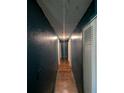 Narrow hallway with wood flooring and blue painted walls at 5195 Edwina St, Orlando, FL 32811