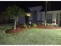 Charming single-story home featuring a well-manicured lawn and mature landscaping at night at 15824 Green Cove Blvd, Clermont, FL 34714