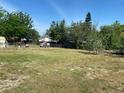 Large open backyard with green grass, a shed, and plenty of space for outdoor enjoyment at 311 James Ave, Auburndale, FL 33823