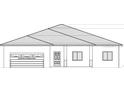 Simple sketch of the house's front elevation, highlighting the garage, entrance, and window placements at 498 Big Sioux Ct, Kissimmee, FL 34759