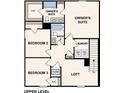 Upper-level floor plan showcasing an owner's suite, two bedrooms, two bathrooms, laundry, and a loft at 1988 Golden Beak Dr, Eagle Lake, FL 33839