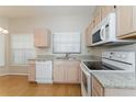 Inviting kitchen with wood-look floors, granite counters and stainless steel appliances at 7763 Indian Ridge N Trl, Kissimmee, FL 34747