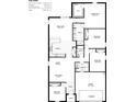 Detailed floor plan showcasing the layout of a home with four bedrooms, and kitchen dining area, and two bathrooms at 53 Orchid Ct, Poinciana, FL 34759