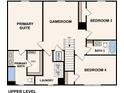 Upper level floor plan features a primary suite, gameroom, three bedrooms, two bathrooms, and a laundry at 2241 Nw 23Rd Loop, Ocala, FL 34475