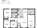 Detailed floor plan showcasing the layout of this home's two bedrooms, and open kitchen and dining area at 1628 Redfin Dr, Poinciana, FL 34759