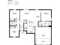 Floor plan showing the layout of a three-bedroom home with open-concept living, dining, kitchen, and attached garage at 357 Fern Ct, Poinciana, FL 34759