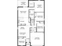 Detailed floor plan showcasing the layout of this home including the kitchen, living room, bedrooms, and owner's suite at 18 Haddock Way, Poinciana, FL 34759