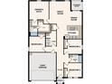 Detailed floor plan showcasing the layout of a four-bedroom house with an open kitchen and great room at 2365 Oklahoma Dr, Sumterville, FL 33585