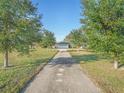 Long driveway to a home surrounded by lush green grass and trees at 1045 Carter Rd, Deland, FL 32724