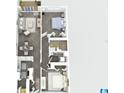 3D floor plan featuring bedrooms, living area, kitchen, and bathroom at 118 S Halifax Ave # 103, Daytona Beach, FL 32118