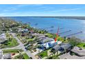 Overhead image of a waterfront home highlighting the backyard, lawn, and water access at 2244 S Halifax Dr, Daytona Beach, FL 32118