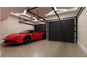 Sleek garage with polished concrete floors, modern lighting, and a red sports car at 2360 Ocean Shore Blvd # 10, Ormond Beach, FL 32176