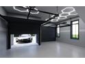Spacious garage features ample room for two cars, modern lighting, and an epoxy floor at 2360 Ocean Shore Blvd # 9, Ormond Beach, FL 32176