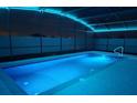 Inviting pool area with colorful night lighting and screened enclosure at 1115 Calico Pointe Cir, Groveland, FL 34736