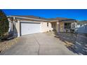 Front view of a single-story house with a two-car garage and landscaped yard at 17113 Se 78Th Larchmont Ct, The Villages, FL 32162