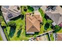Bird's-eye view of a single-story house with a brown roof and lush green landscaping at 17716 Se 85Th Ellerbe Ave, The Villages, FL 32162
