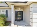 Front entrance with a black door and white columns at 1209 Elysium Blvd, Mount Dora, FL 32757