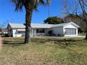 Inviting single-story home with a lush lawn, covered porch, and shade from a palm tree at 10173 Se 175Th Ln, Summerfield, FL 34491