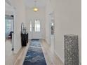 Bright entryway with light wood floors, a rug, and console table at 11414 Roma Rd, Oxford, FL 34484