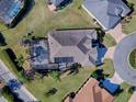 Bird's-eye view of a home, pool, and surrounding landscape at 3590 Ithaca Ter, The Villages, FL 32163