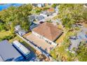 Aerial view showcases the house's backyard and patio at 415 Renee Dr, Haines City, FL 33844