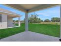 View from covered patio, showcasing the expansive grassy backyard, and the surrounding serene landscape at 5119 Firebush Dr, Apopka, FL 32712