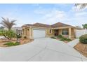 Inviting exterior of a single-story home, showcasing a well-maintained yard and two-car garage at 583 Arruda Ter, The Villages, FL 32162