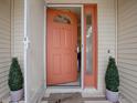 Inviting front door entrance with decorative plants and neutral decor at 305 Ranchwood Dr, Leesburg, FL 34748