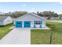 Attractive single-story home with a two-car garage, shutters and lovely lawn at 701 Brigadoon Cir, Leesburg, FL 34788