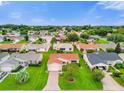 Aerial view of a well-maintained neighborhood with lush green lawns and mature trees at 1106 Blythe Way, The Villages, FL 32162