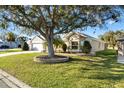 Well maintained single story home with a large front yard, mature landscaping, and a two-car garage at 3529 Sterling St, The Villages, FL 32162