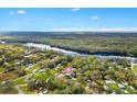A scenic aerial view of the property surrounded by lush greenery and waterfront views at 4552 Cr 300, Lake Panasoffkee, FL 33538
