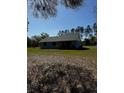 Backyard view of a ranch-style house surrounded by a large open green space and mature trees at 18316 Keene Rd, Altoona, FL 32702