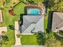 Overhead view of home showing in-ground pool, lush landscaping and spacious private backyard at 3225 Site To See Ave, Eustis, FL 32726