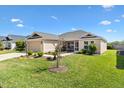 Well-maintained single-story home showcasing a lush green lawn, tidy landscaping, and a welcoming screened porch at 2188 Gordon Path, The Villages, FL 32163