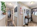 Hallway with wood flooring and decorative accents, leading to living spaces at 710 Dolphin Dr, Tavares, FL 32778