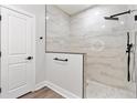 Contemporary bathroom with a walk-in shower and stylish tile at 12871 Sw 85Th Pl, Dunnellon, FL 34432