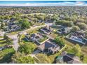 Expansive aerial view of a residential community featuring lush landscaping and well-maintained homes at 13421 Via Roma Cir, Clermont, FL 34711