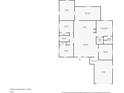 Layout of the home's first floor, including bedrooms, bathrooms, kitchen, living room, laundry room, and garage at 910 Rich Dr, Mount Dora, FL 32757