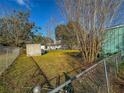 Fenced in backyard with partial view of outbuilding at 103 Caroline Ave, Lady Lake, FL 32159