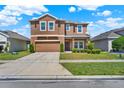 Comfortable two-story home with neutral paint, manicured lawn and landscaping, and a two-car garage at 2520 Tanner Ter, Kissimmee, FL 34743
